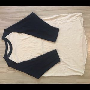 Navy Blue and White Baseball Tee